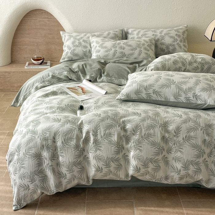 91家纺网 家纺一手货源 找家纺 宜代光年 2025新款色织水洗棉提花四件套（第二批） 居有竹