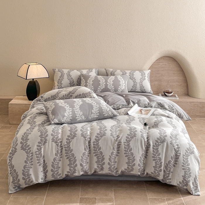 91家纺网 家纺一手货源 找家纺 宜代光年 2025新款色织水洗棉提花四件套（第二批） 枝繁叶茂