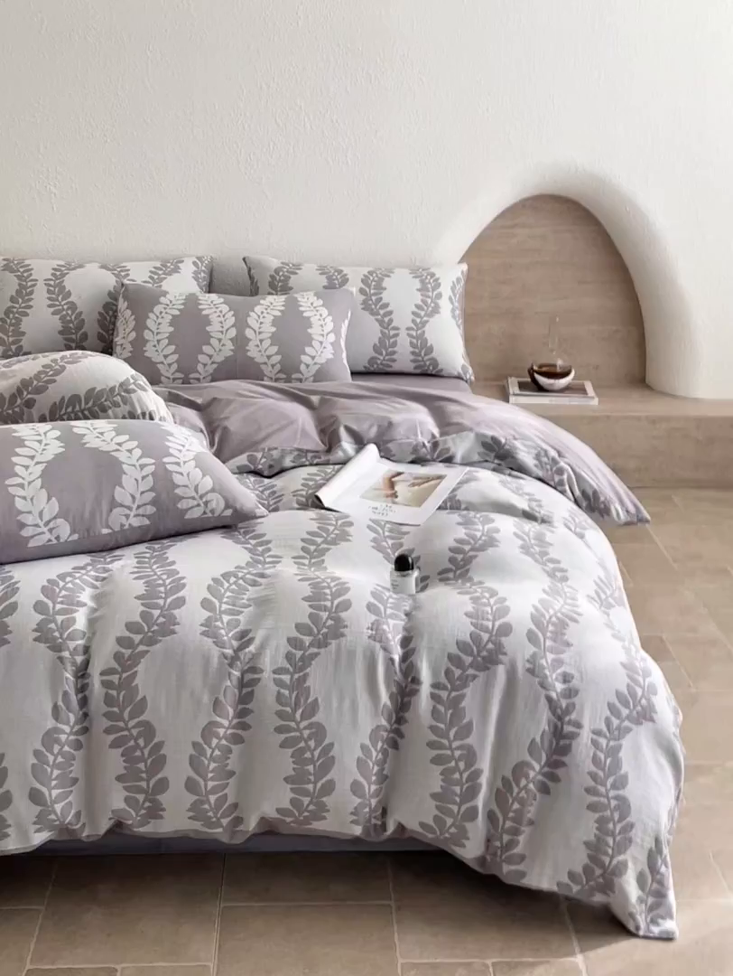 91家纺网 家纺一手货源 找家纺 宜代光年 2025新款色织水洗棉提花四件套（第二批） 枝繁叶茂