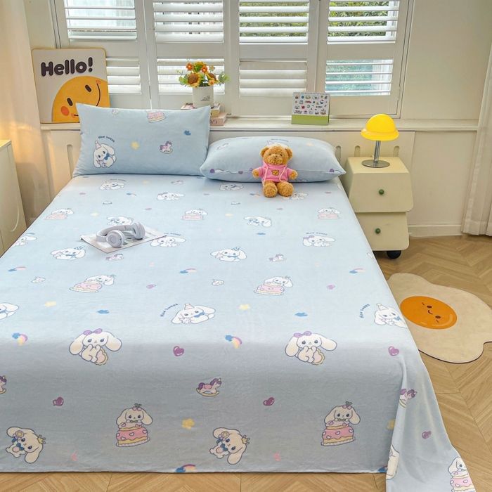 91家纺网 家纺一手货源 找家纺 爱屋及屋 2025新款牛奶绒印花床单 大耳狗狗