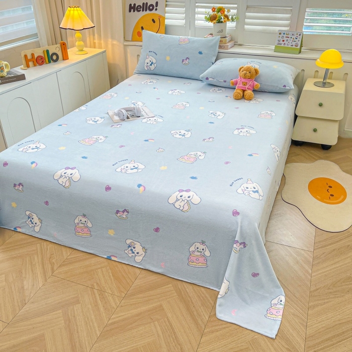 91家纺网 家纺一手货源 找家纺 爱屋及屋 2025新款牛奶绒印花床单 大耳狗狗