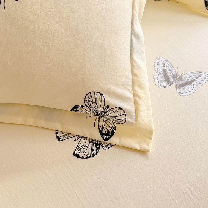 91家纺网 家纺一手货源 找家纺 优家居 2025新品水洗棉床裙四件套韩版糯糯棉水洗皱皱纱床罩直播爆款 蝶舞芳华