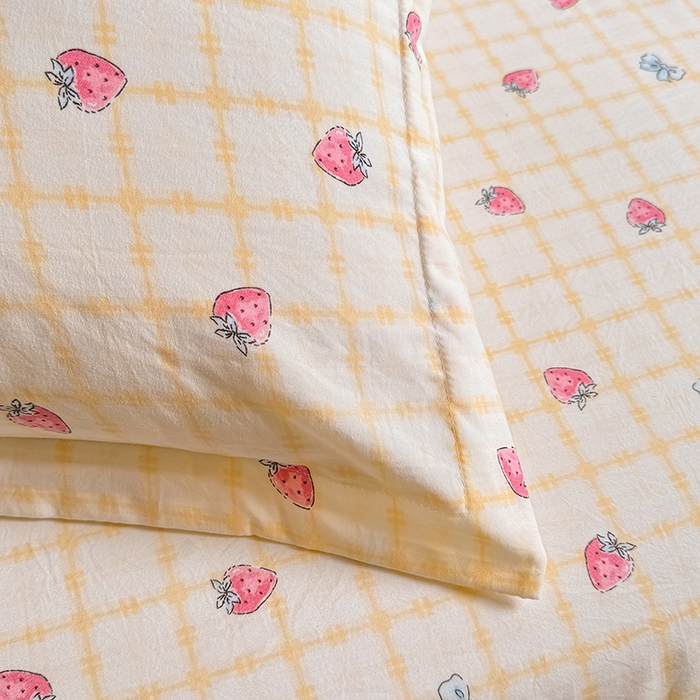 91家纺网 家纺一手货源 找家纺 优家居 2025新品水洗棉床裙四件套韩版糯糯棉水洗皱皱纱床罩直播爆款 莓好时光