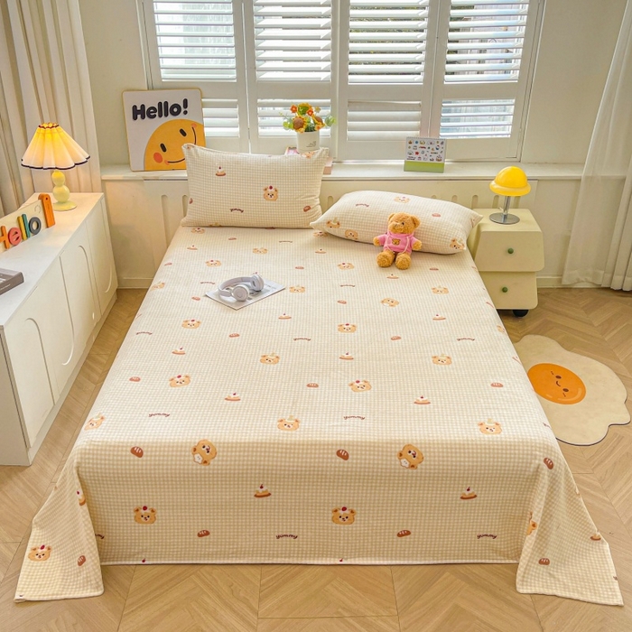 91家纺网 家纺一手货源 找家纺 爱屋及屋 2025新款牛奶绒印花床单 蛋糕小熊