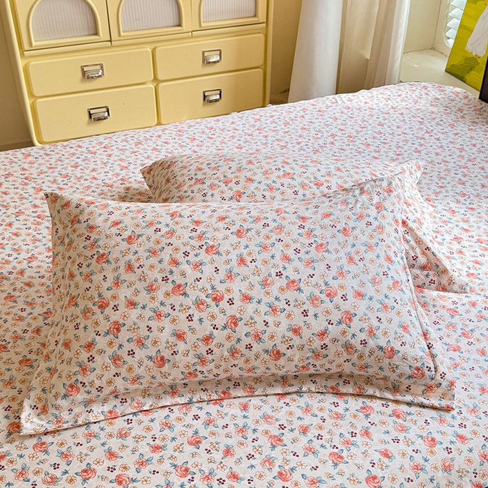 91家纺网 家纺一手货源 找家纺 优家居 2025新品水洗棉床裙四件套韩版糯糯棉水洗皱皱纱床罩直播爆款 陌上花开