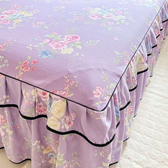 91家纺网 家纺一手货源 找家纺 优家居 2025新品水洗棉床裙四件套韩版糯糯棉水洗皱皱纱床罩直播爆款 秘园絮语