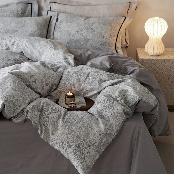 91家纺网 家纺一手货源 找家纺 宜代光年 2025新款色织大提花织带枕套四件套 神秘塔罗 灰