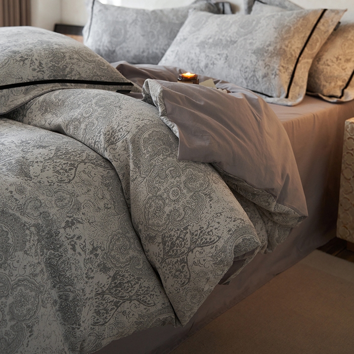 91家纺网 家纺一手货源 找家纺 宜代光年 2025新款色织大提花织带枕套四件套 神秘塔罗 灰