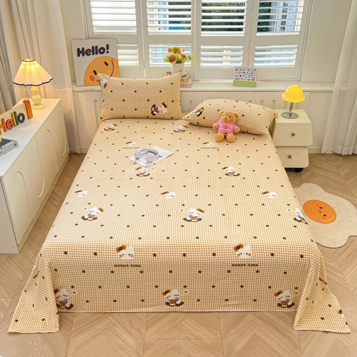 91家纺网 家纺一手货源 找家纺 爱屋及屋 2025新款牛奶绒印花床单 可爱猫