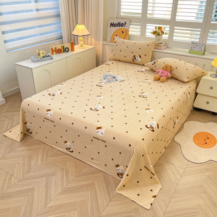 91家纺网 家纺一手货源 找家纺 爱屋及屋 2025新款牛奶绒印花床单 可爱猫