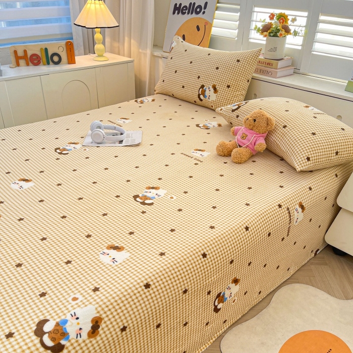 91家纺网 家纺一手货源 找家纺 爱屋及屋 2025新款牛奶绒印花床单 可爱猫