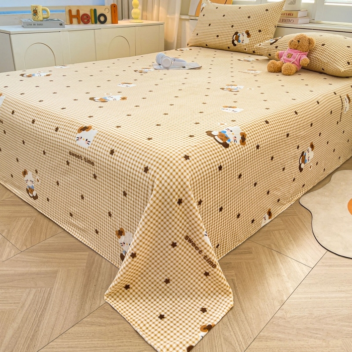 91家纺网 家纺一手货源 找家纺 爱屋及屋 2025新款牛奶绒印花床单 可爱猫