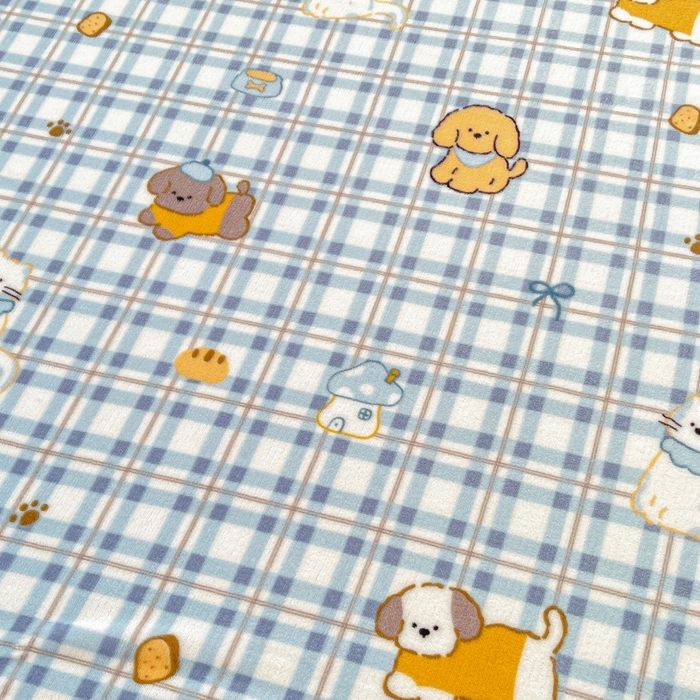 91家纺网 家纺一手货源 找家纺 爱屋及屋 2025新款牛奶绒印花床单 蓝格萌狗