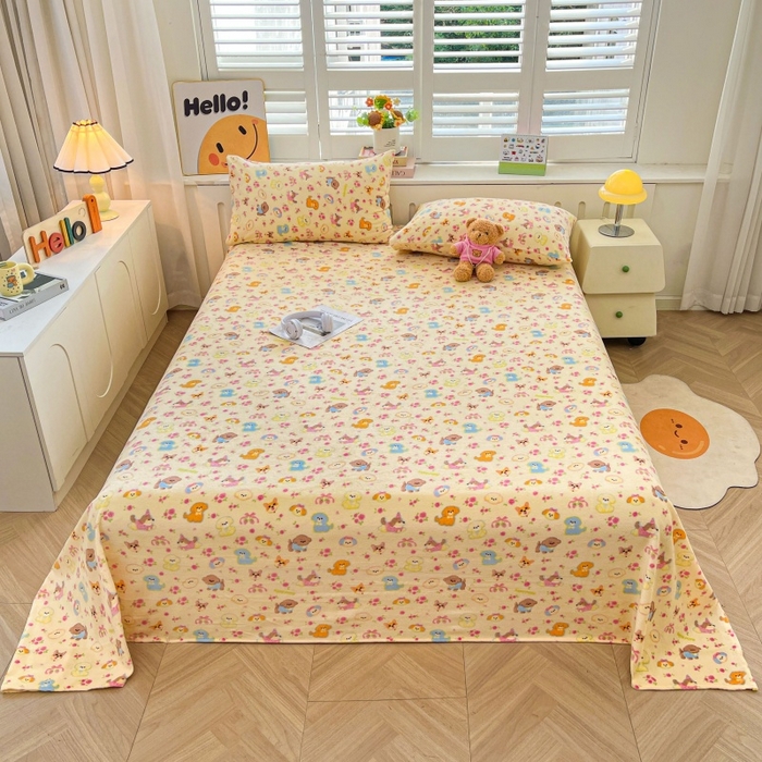 91家纺网 家纺一手货源 找家纺 爱屋及屋 2025新款牛奶绒印花床单 萌宠派对