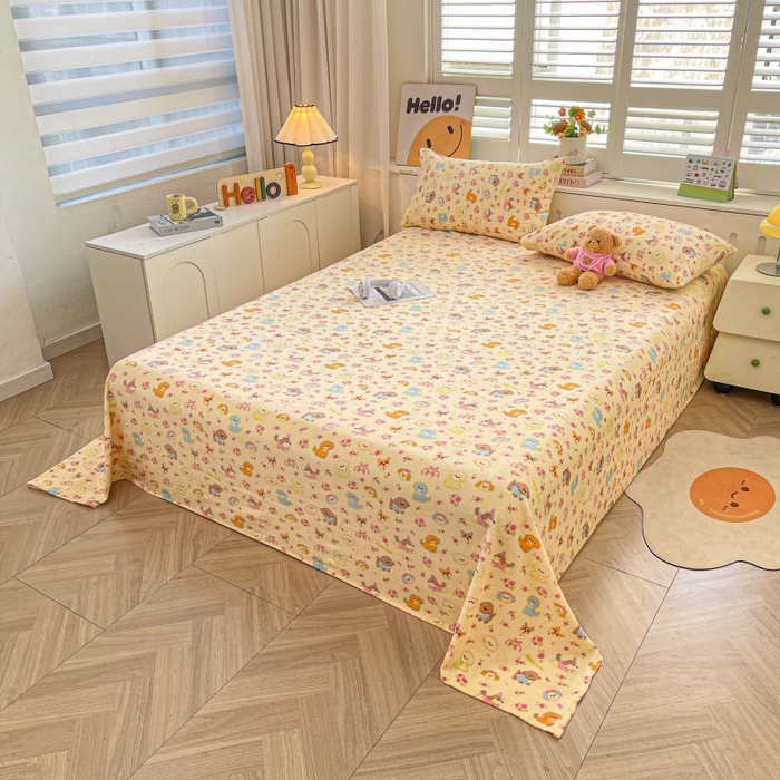 91家纺网 家纺一手货源 找家纺 爱屋及屋 2025新款牛奶绒印花床单 萌宠派对