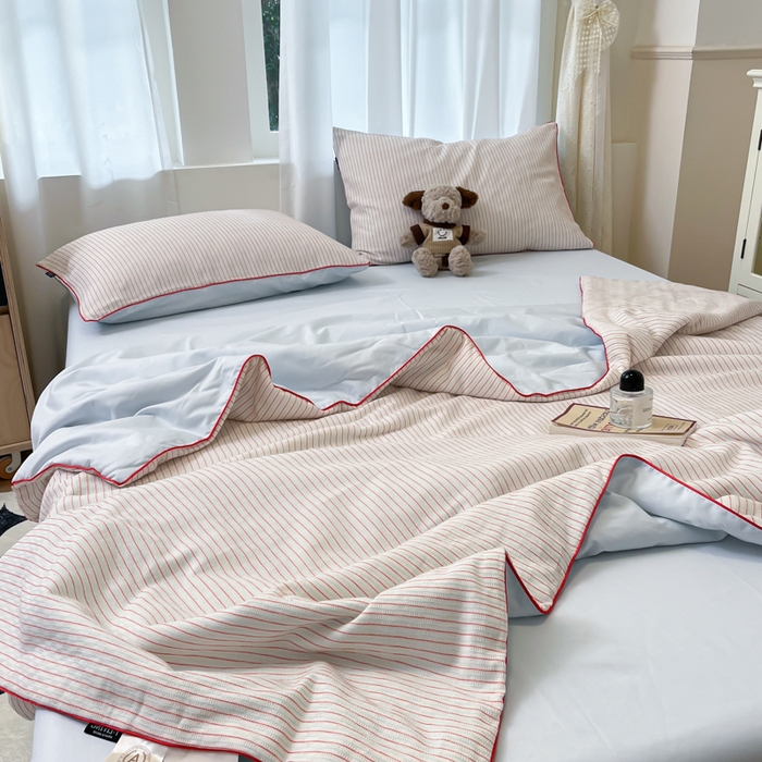 91家纺网 家纺一手货源 找家纺 宜代光年 2025新款全棉提花森韵系列大豆夏被子被芯 森韵夏被-天蓝