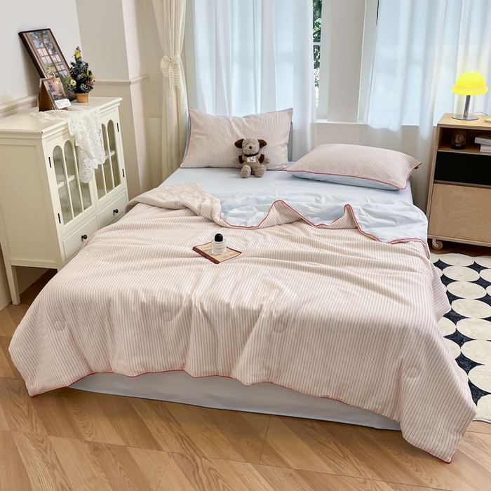 91家纺网 家纺一手货源 找家纺 宜代光年 2025新款全棉提花森韵系列大豆夏被子被芯 森韵夏被-天蓝