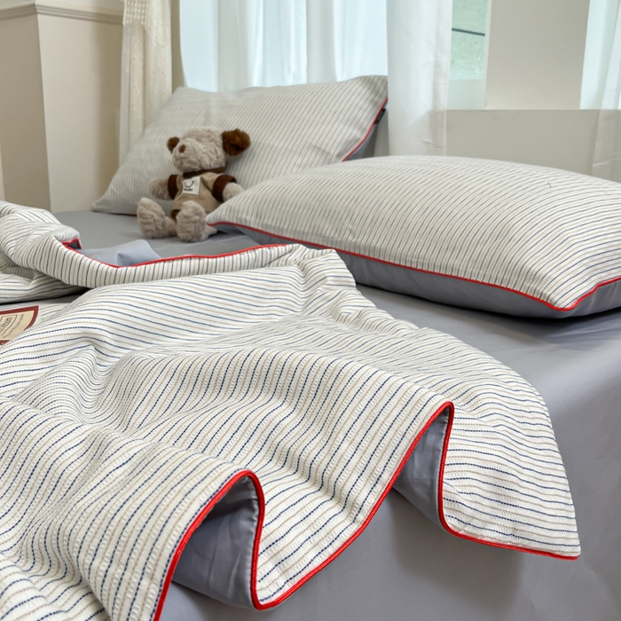 宜代光年 2025新款全棉提花森韵系列大豆夏被子被芯 森韵夏被-蓝灰