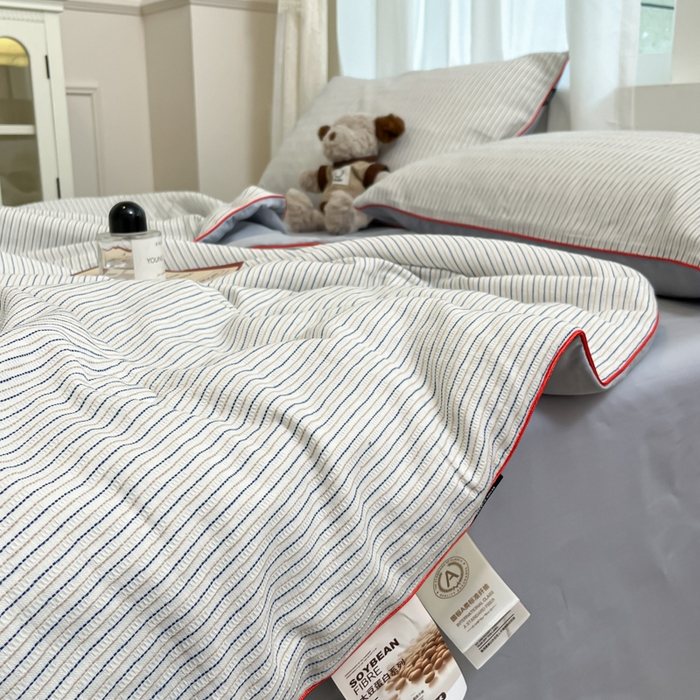 91家纺网 家纺一手货源 找家纺 （总）宜代光年 2025新款全棉提花森韵系列大豆夏被子被芯