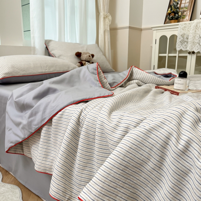 91家纺网 家纺一手货源 找家纺 （总）宜代光年 2025新款全棉提花森韵系列大豆夏被子被芯