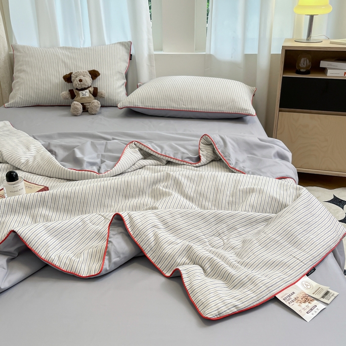 91家纺网 家纺一手货源 找家纺 （总）宜代光年 2025新款全棉提花森韵系列大豆夏被子被芯