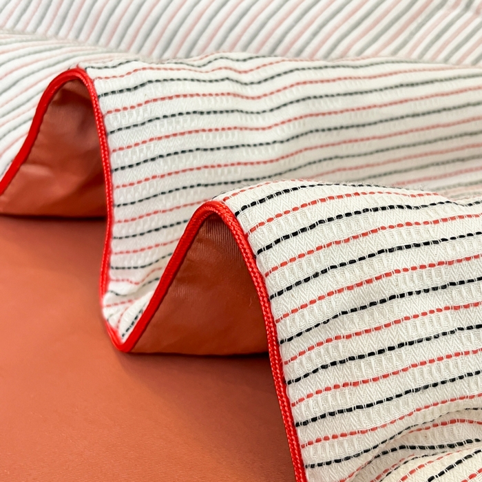 91家纺网 家纺一手货源 找家纺 宜代光年 2025新款全棉提花森韵系列大豆夏被子被芯 森韵夏被-暖橘