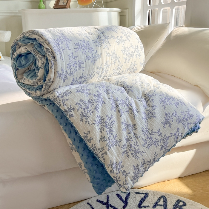 91家纺网 家纺一手货源 找家纺 美宜家 2025新款豆豆绒冬被子皱皱棉提花春秋被芯豆豆被 宁静