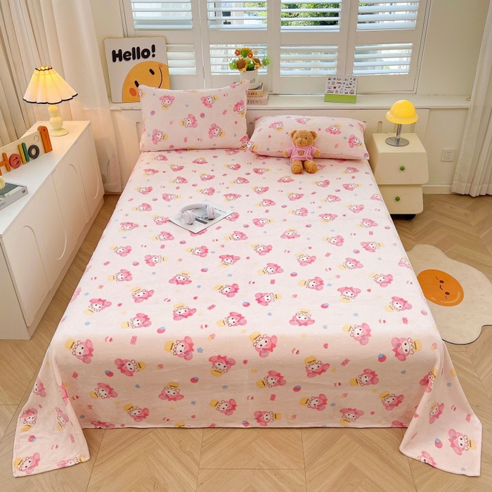 91家纺网 家纺一手货源 找家纺 爱屋及屋 2025新款牛奶绒印花床单 甜筒乐蒂