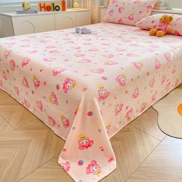 91家纺网 家纺一手货源 找家纺 爱屋及屋 2025新款牛奶绒印花床单 甜筒乐蒂