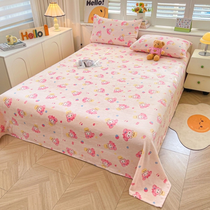 91家纺网 家纺一手货源 找家纺 爱屋及屋 2025新款牛奶绒印花床单 甜筒乐蒂