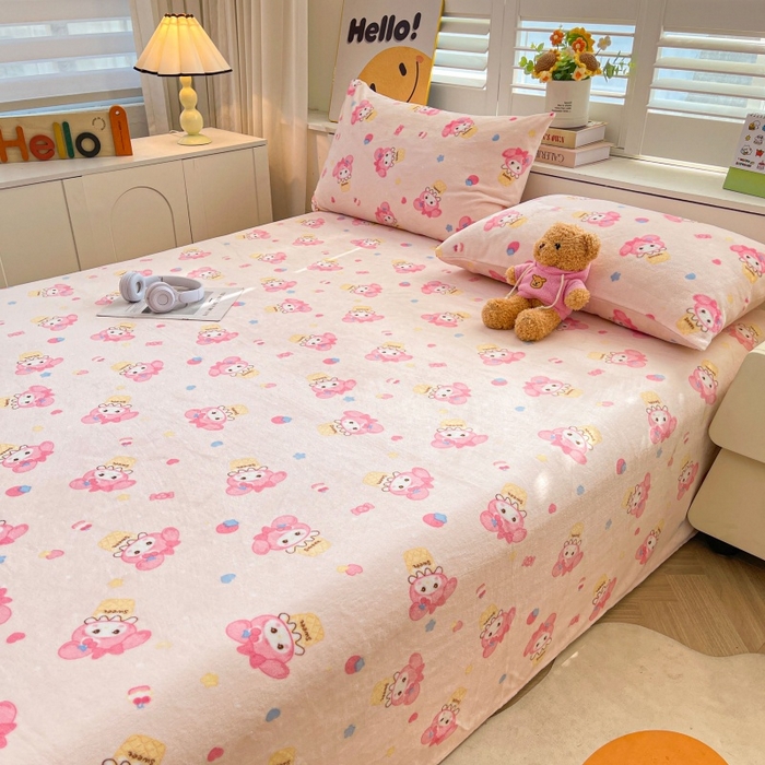 91家纺网 家纺一手货源 找家纺 爱屋及屋 2025新款牛奶绒印花床单 甜筒乐蒂