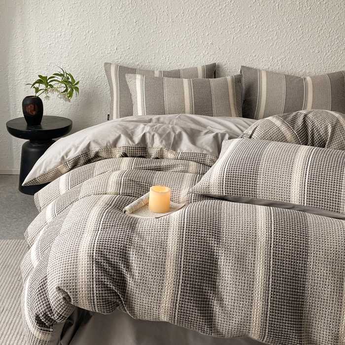 91家纺网 家纺一手货源 找家纺 （总）宜代光年 2025新款全棉色织提花华夫格四件套