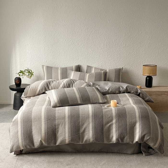 91家纺网 家纺一手货源 找家纺 （总）宜代光年 2025新款全棉色织提花华夫格四件套