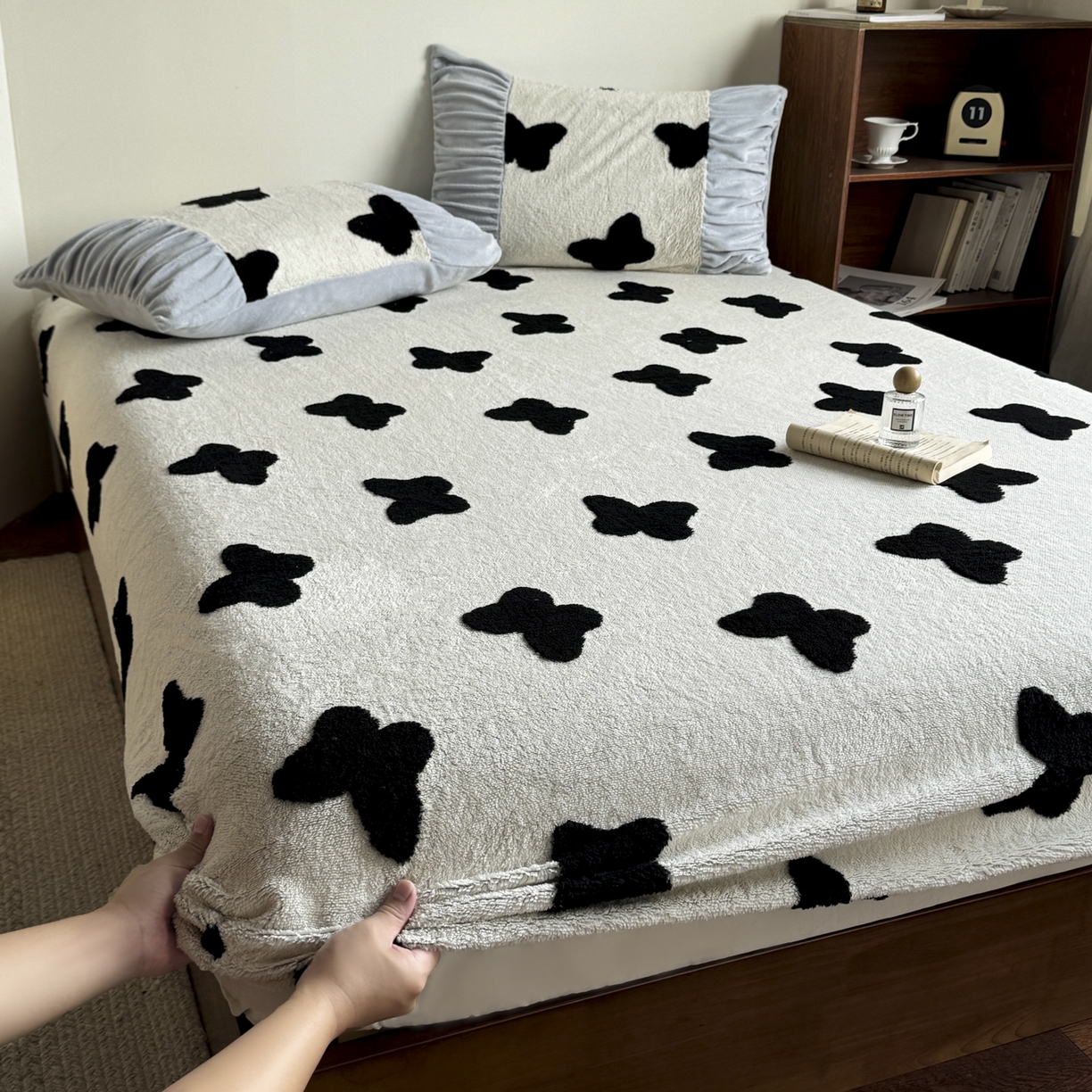 91家纺网 家纺一手货源 找家纺 新印象 2025新款阳离子绒保暖床笠 阳离子绒-琳蝶