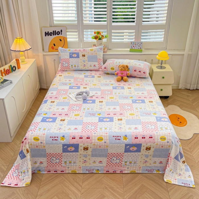 91家纺网 家纺一手货源 找家纺 爱屋及屋 2025新款牛奶绒印花床单 童话格梦