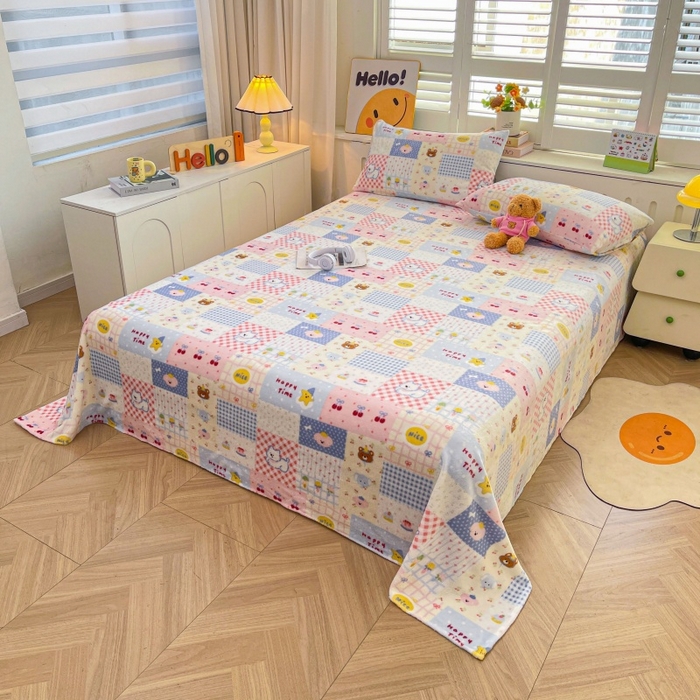 91家纺网 家纺一手货源 找家纺 爱屋及屋 2025新款牛奶绒印花床单 童话格梦