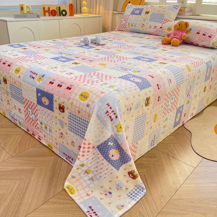 91家纺网 家纺一手货源 找家纺 爱屋及屋 2025新款牛奶绒印花床单 童话格梦