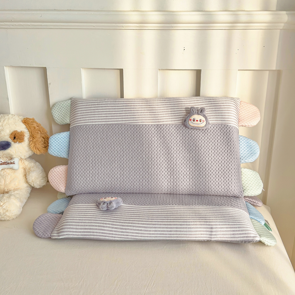 91家纺网 家纺一手货源 找家纺 诺可 2025新款秋冬学生儿童枕枕头枕芯-莱布布 莱布布-灰色