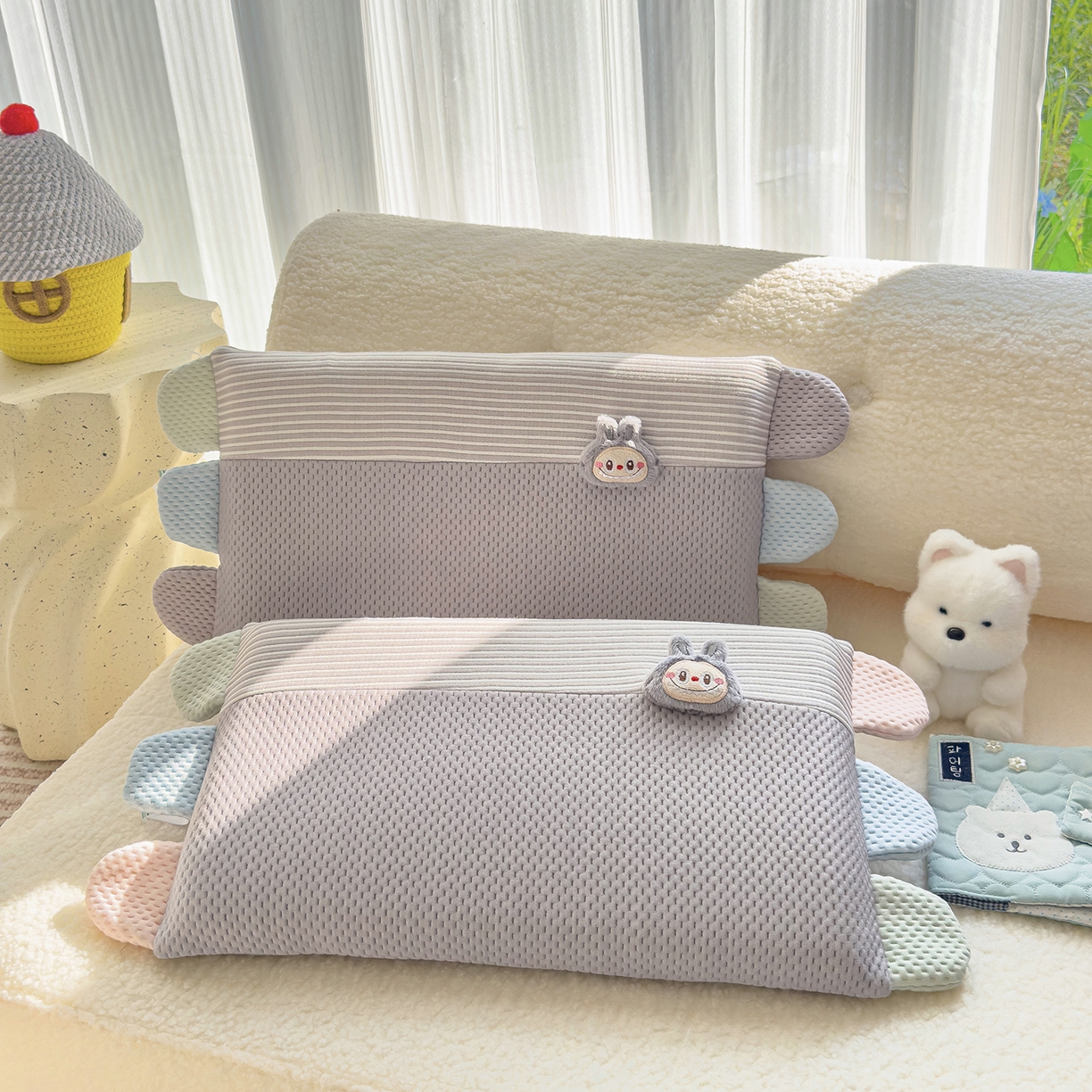 91家纺网 家纺一手货源 找家纺 诺可 2025新款秋冬学生儿童枕枕头枕芯-莱布布 莱布布-灰色