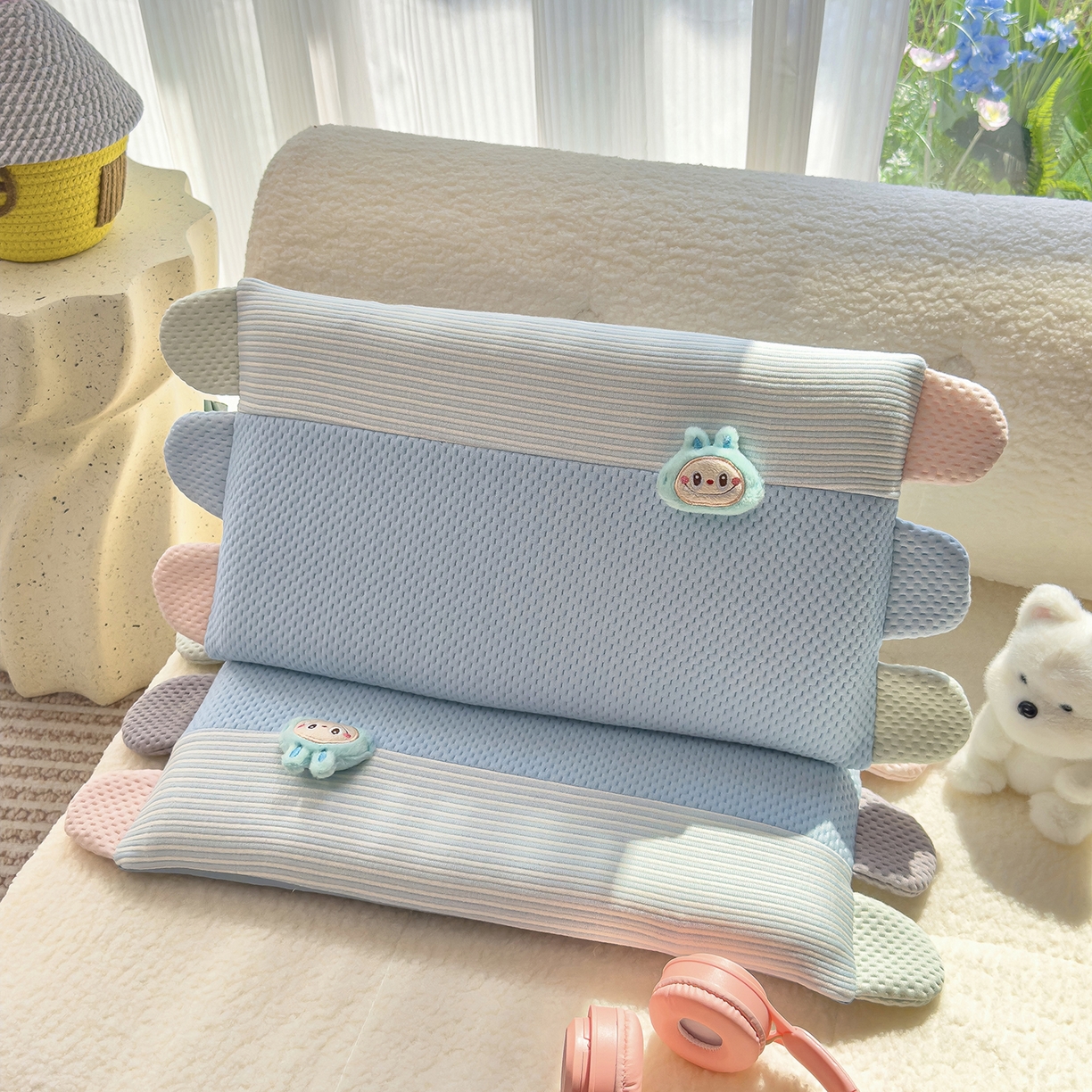 91家纺网 家纺一手货源 找家纺 诺可 2025新款秋冬学生儿童枕枕头枕芯-莱布布 莱布布-蓝色