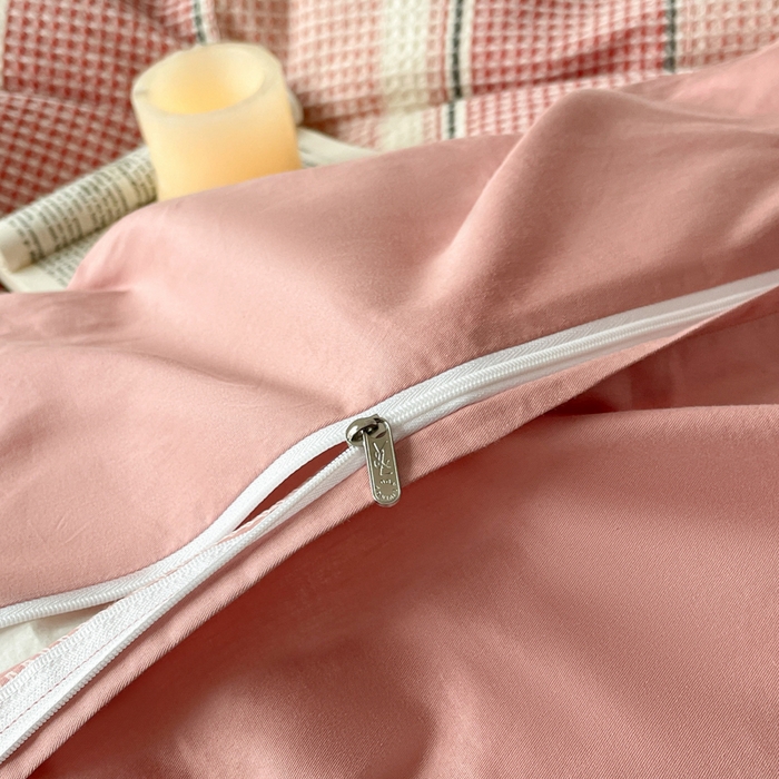 91家纺网 家纺一手货源 找家纺 宜代光年 2025新款全棉色织提花华夫格四件套 华夫格-粉