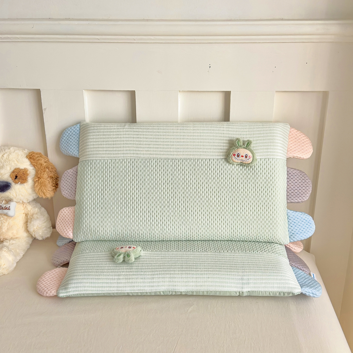 91家纺网 家纺一手货源 找家纺 诺可 2025新款秋冬学生儿童枕枕头枕芯-莱布布 莱布布-绿色