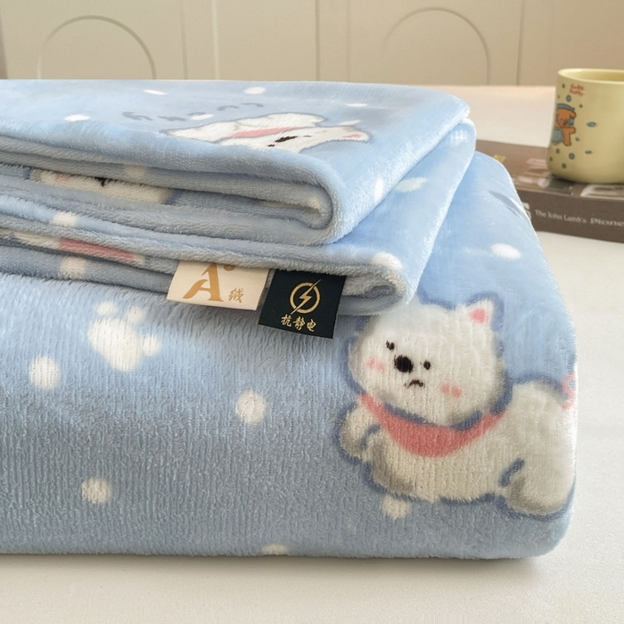 爱屋及屋 2025新款牛奶绒印花床单 小狗点点