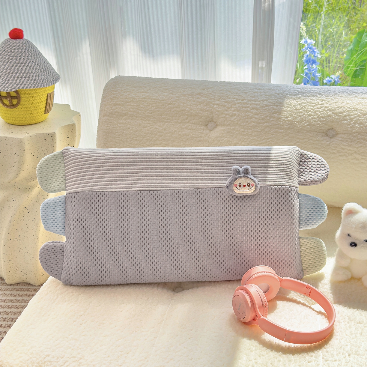 诺可 2025新款秋冬学生儿童枕枕头枕芯-莱布布 莱布布-灰色