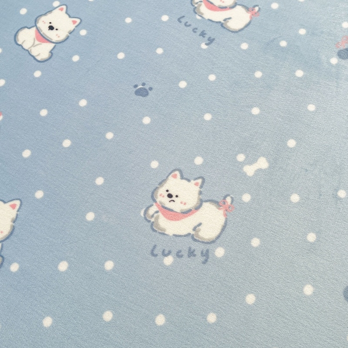 91家纺网 家纺一手货源 找家纺 爱屋及屋 2025新款牛奶绒印花床单 小狗点点