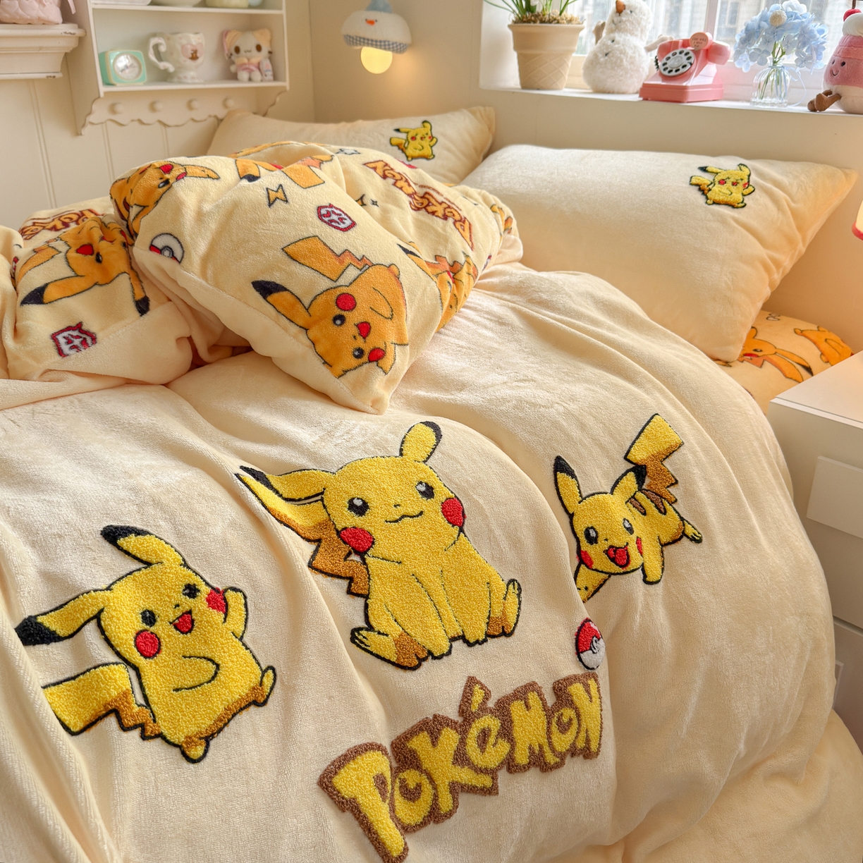 91家纺网 家纺一手货源 找家纺 优卡迪家纺馆 2025新款牛奶绒印加绣四件套 下载文件包含买家秀 小皮卡-奶黄