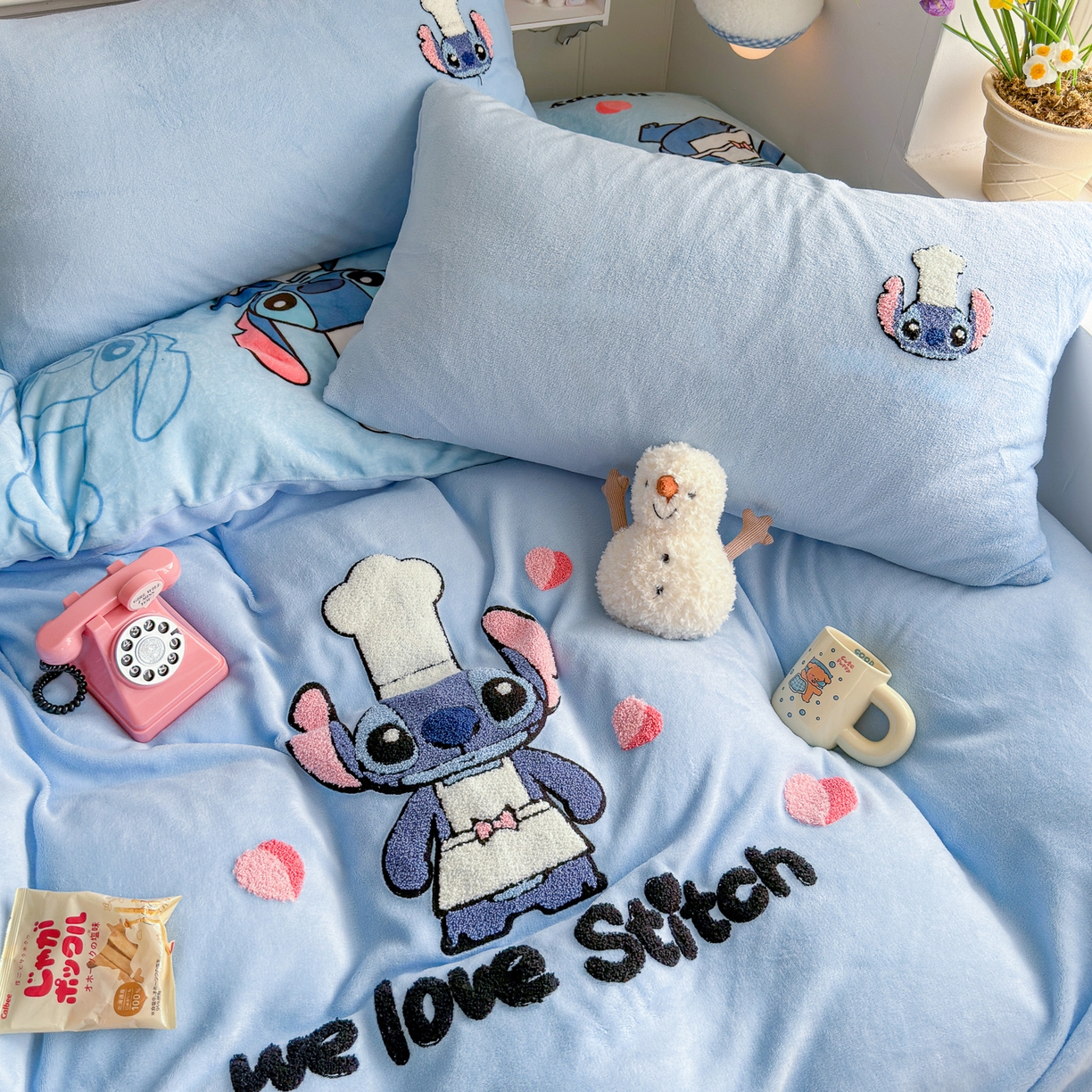 91家纺网 家纺一手货源 找家纺 优卡迪家纺馆 2025新款牛奶绒印加绣四件套 下载文件包含买家秀 萌趣仔仔-天蓝