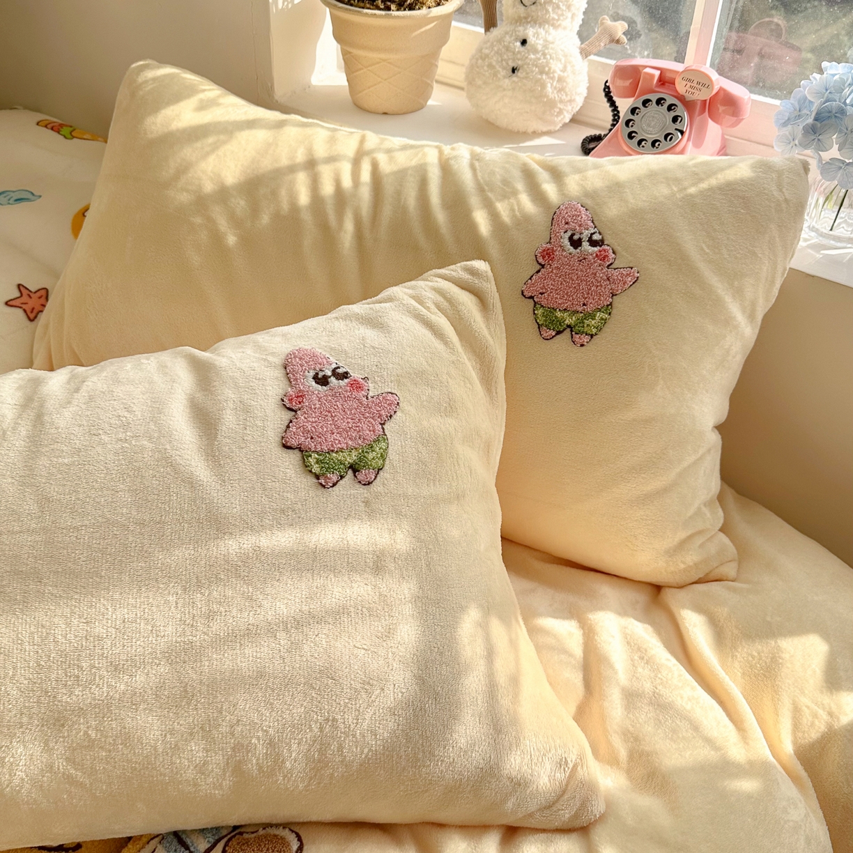 91家纺网 家纺一手货源 找家纺 优卡迪家纺馆 2025新款牛奶绒印加绣四件套 下载文件包含买家秀 海洋宝贝-奶黄