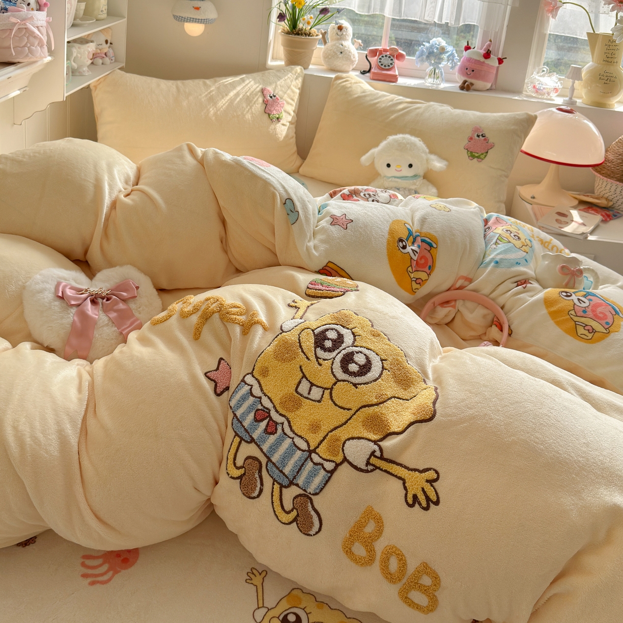 91家纺网 家纺一手货源 找家纺 优卡迪家纺馆 2025新款牛奶绒印加绣四件套 下载文件包含买家秀 海洋宝贝-奶黄