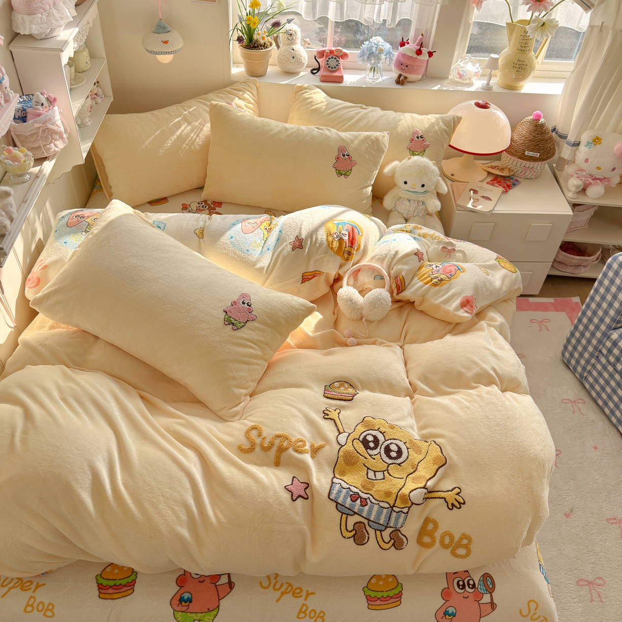 优卡迪家纺馆 2025新款牛奶绒印加绣四件套 下载文件包含买家秀 海洋宝贝-奶黄